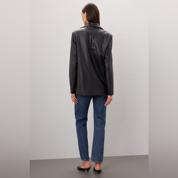 WeWoreWhat Black Faux Leather vegan 90s oversized Jacket coat femme fatale small - Picture 2 of 9